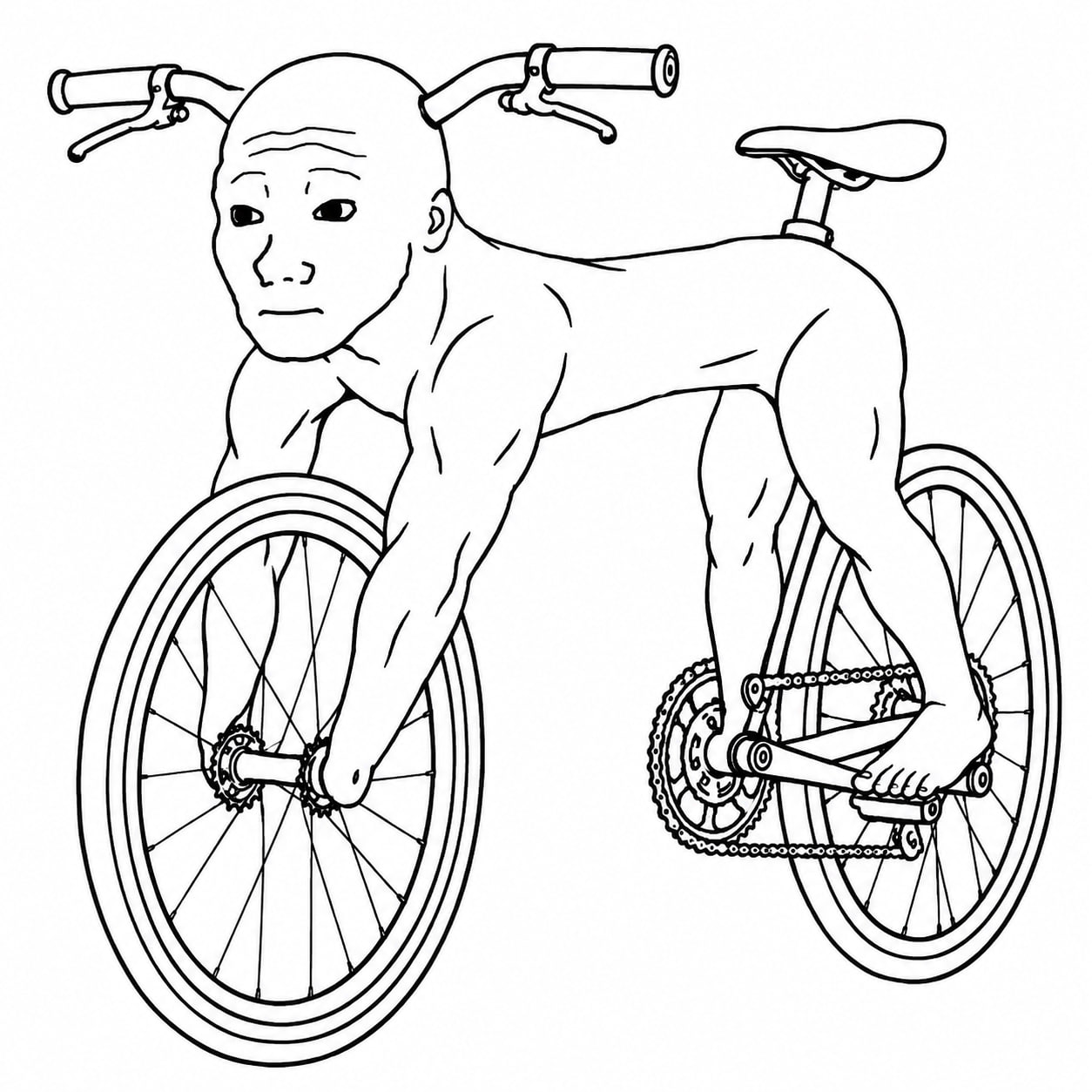 Bikejak, a hand-drawn human bicycle character